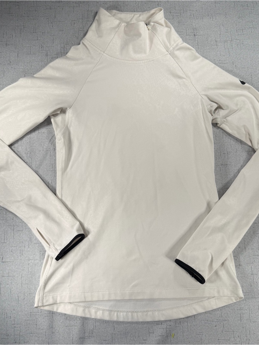 Nike Pro Dri-FIT White Mock Neck Half Zip Stretch Thumbholes Women's S